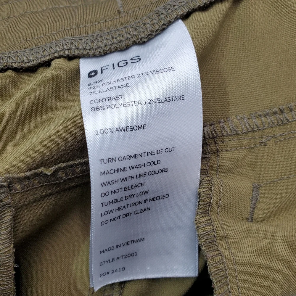 Figs Axim Cargo Scrub Pants Mens Small Green T2001